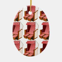 Verzierung von Rot- und WeißBeach-Stühlen Keramik Ornament