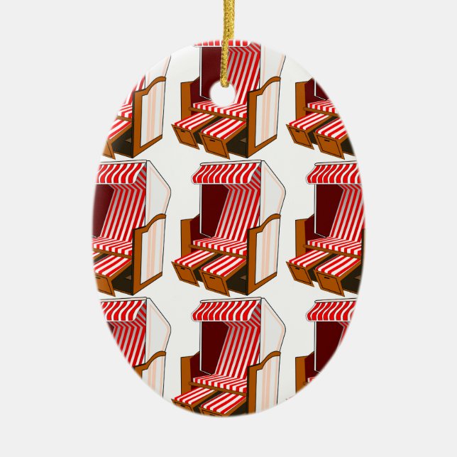 Verzierung von Rot- und WeißBeach-Stühlen Keramik Ornament (Vorne)