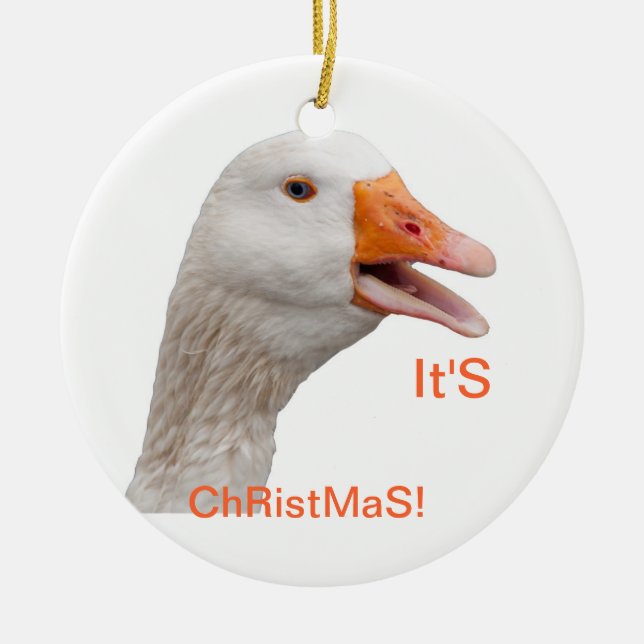 Verzierung: Weihnachtsgans Keramikornament (Vorne)