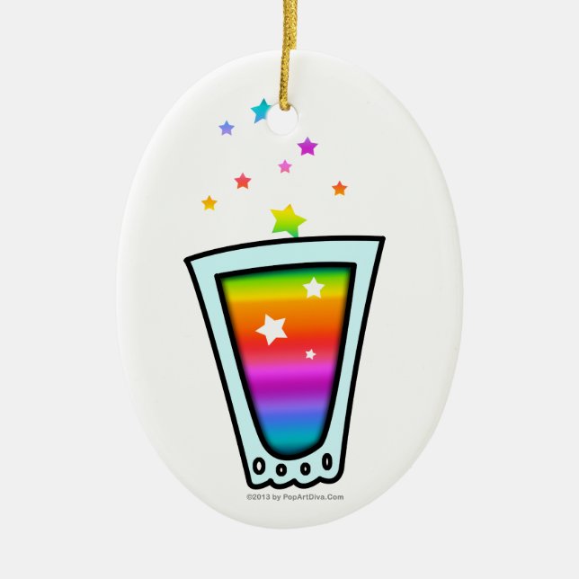 VERZIERUNGEN - REGENBOGEN-SCHNAPSGLAS KERAMIK ORNAMENT (Vorne)