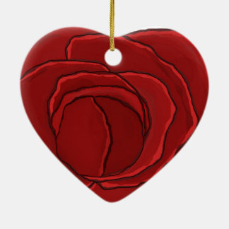 Verzierungs-Herz "Rote Rose " Keramik Ornament