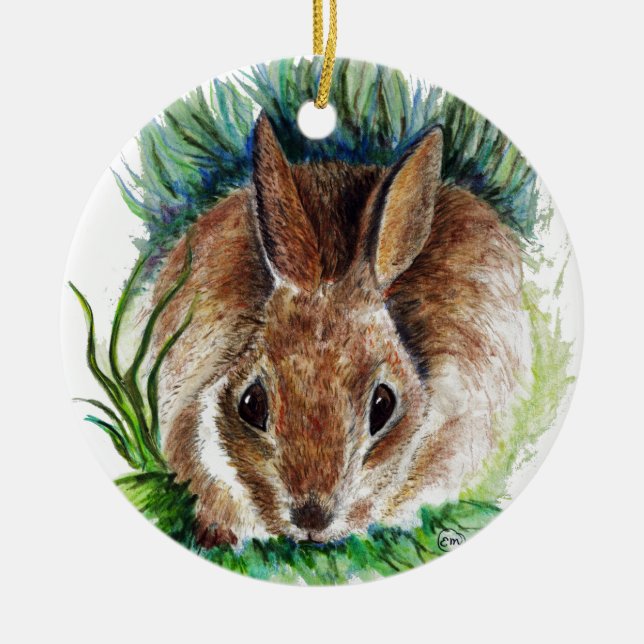 Verzierungs-Kaninchen, das im Gras, Keramikornament (Vorne)