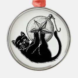 Verzierungs-Miezekatze-runde Verzierung Silbernes Ornament