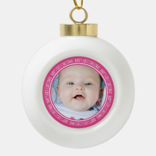 Verzierungs-Rosa des kundenspezifischen Foto-Babys Keramik Kugel-Ornament