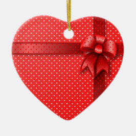 Verzierungs-Rot-Geschenk-Bogen Keramikornament