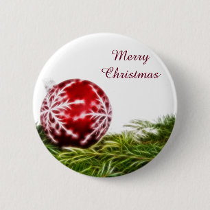 Verzierungs-und Tannen-Fraktal - frohe Weihnachten Button
