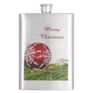 Verzierungs-und Tannen-Fraktal - frohe Weihnachten Flachmann