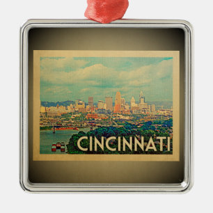 Verzierungs-Vintage Reise Cincinnatis Ohio Silbernes Ornament