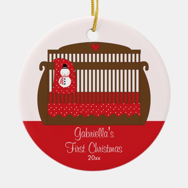 Verzierungs-Weihnachtskrippe des Babys erste Keramikornament (Vorne)