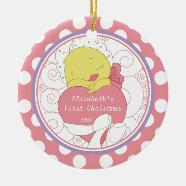 Verzierungs-wertvolle Ente des Babys erste Keramikornament (Vorne)