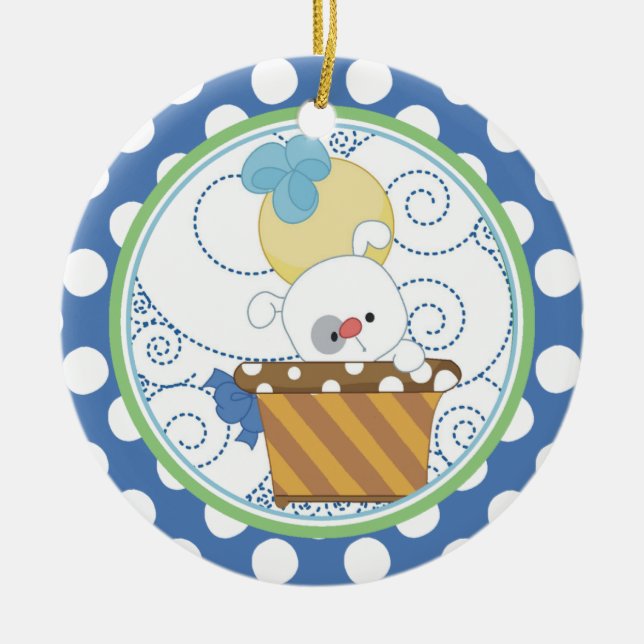 Verzierungs-wertvoller Welpe des Babys erste Keramik Ornament (Vorne)
