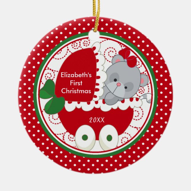 Verzierungwertvoller Kitty des Babys erste Keramik Ornament (Vorne)