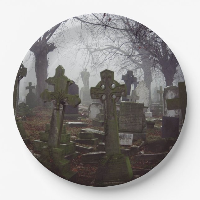 verzogener Friedhof Pappteller (Vorderseite)