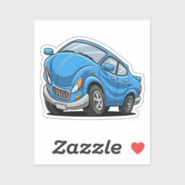 Verzogenes blaues Cartoon-Auto Aufkleber