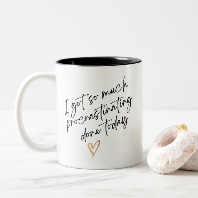 Verzögern des lustigen Minimal Co-Worker-Geschenks Zweifarbige Tasse (Mit Donut)