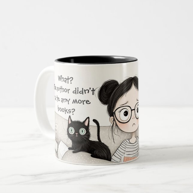 Verzweiflung eines Katzen liebenden Lesers Zweifarbige Tasse (Vorderseite Links)