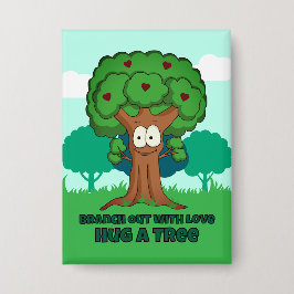 Verzweigen mit Liebe, die einen Baum umarmen Button