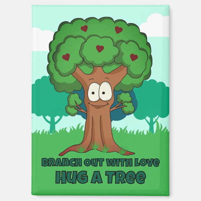 Verzweigen mit Liebe, die einen Baum umarmen Magnet (Vorderseite)