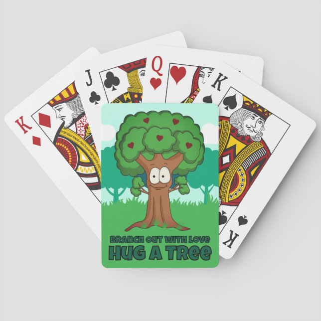 Verzweigen mit Liebe, die einen Baum umarmen Spielkarten (Rückseite)