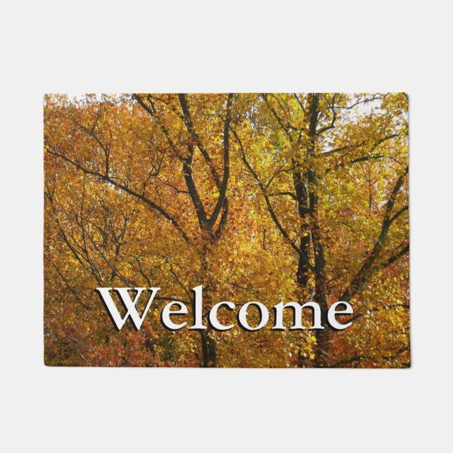 Verzweigungen gelber Blätter Heller Herbst farbenf Fußmatte (Vorderseite)