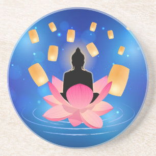 Vesak Day Buddha auf Lotus Lantern Vaisakha Getränkeuntersetzer