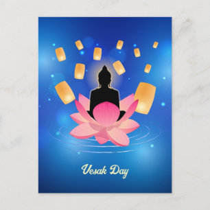 Vesak Day Buddha auf Lotus Lantern Vaisakha Postkarte