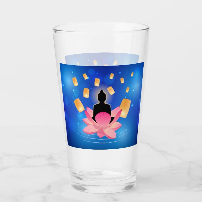 Vesak Day Buddha on Lotus Lantern Vaisakha Glas (Vorderseite)