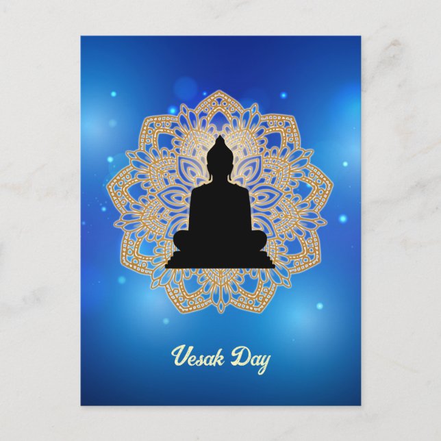 Vesak Day Buddha und Mandala Vaisakha Purnima Postkarte (Vorderseite)