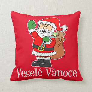 Vesele Vanoce Tschechischer Weihnachtsmann (RED) Kissen