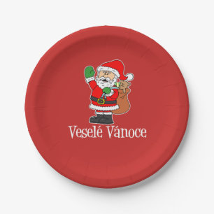Vesele Vanoce Tschechischer Weihnachtsmann (RED) Pappteller