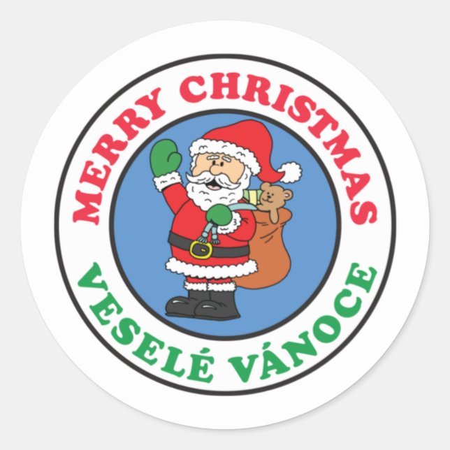 Vesele Vanoce Tschechischer WeihnachtsWeihnachtsfe Runder Aufkleber (Vorderseite)