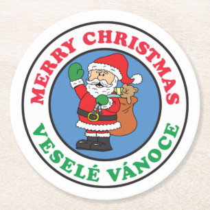 Vesele Vanoce Tschechischer WeihnachtsWeihnachtsfe Runder Pappuntersetzer