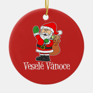 Vesele Vanoce tschechisches Weihnachten Sankt Keramik Ornament