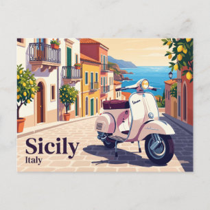 Vespa-Fahrt durch Sizilien Italien Postkarte