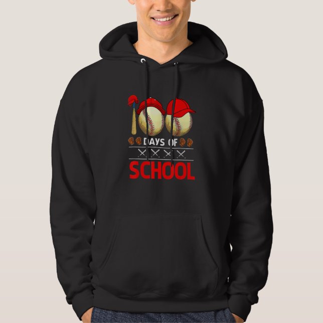 Veste À Capuche 100 Days Of School  Baseball 100 Days Smarter 100t (Devant)