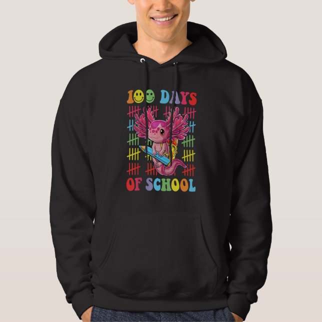 Veste À Capuche 100 Days of School Teacher Happy 100 Days Axolotl  (Devant)