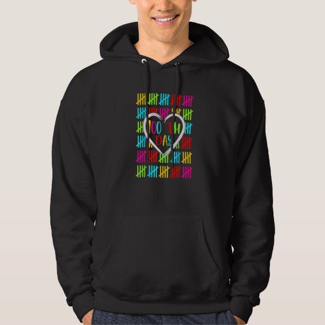 Veste À Capuche 100 Days Smarter Counting Tally Marks 100Th Day Of (Devant)