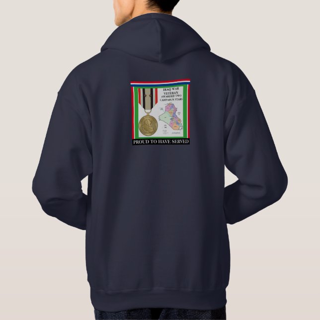 VESTE À CAPUCHE 2 ÉTOILES DE CAMPAGNE VÉTÉRAN DE GUERRE IRAK (Dos)