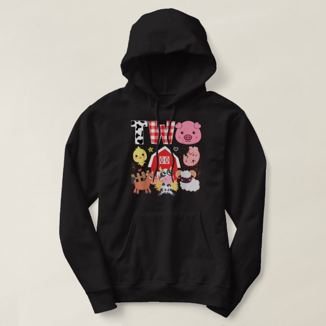 Veste À Capuche 2e anniversaire Deux ans Vieux thème de ferme Anim (Design devant)