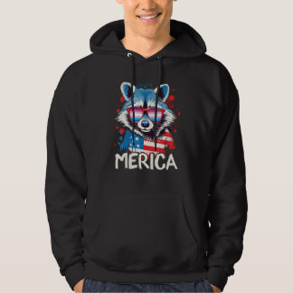Veste À Capuche 4th Of July Merica  Raccoon Bigender Sunglasses Fl
