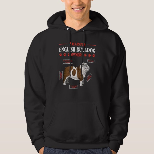 Veste À Capuche 5 Rules for English Bulldog Owners Dog  Saying (Devant)