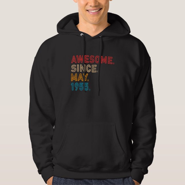 Veste À Capuche 67e anniversaire stupéfiant depuis mai 1955 67 ans (Devant)