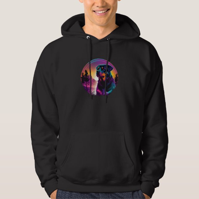 Veste À Capuche 80s Synthwave with Rottweiler Vibe (Devant)