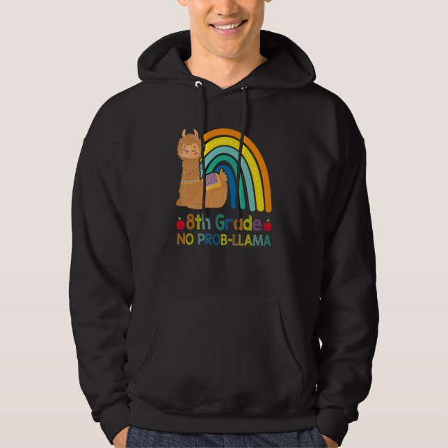 Veste À Capuche 8e Année No Prob Llama Llama Vêtements Premier Jou (Devant)