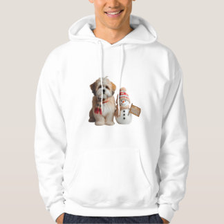 Veste À Capuche "Adorable Puppy and Snowman Winter