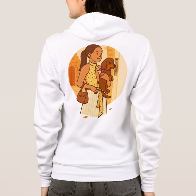 Veste À Capuche Aesthetic Dog Mom Holding Puppy Illustration (Dos)