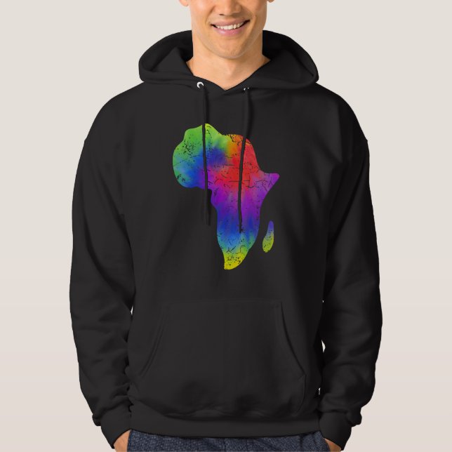 Veste À Capuche Africa Map Reggae Rasta Tie Dye Black African Amer (Devant)