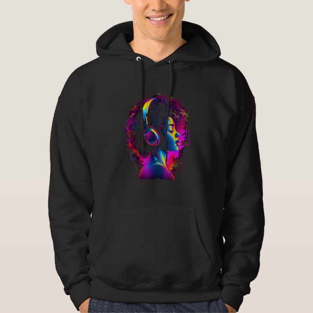 Veste À Capuche African American Woman Black Girl Headphones Graph (Devant)