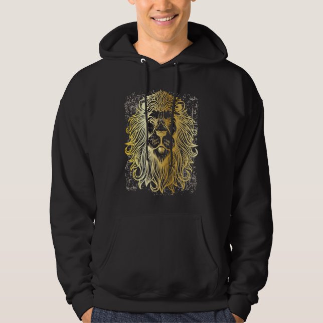 Veste À Capuche African Lion Golden Grunge Retro Style (Devant)