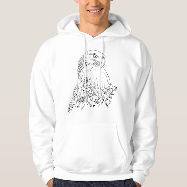Veste À Capuche Aigle tribal en vol - Silhouette noire en gras (Devant)
